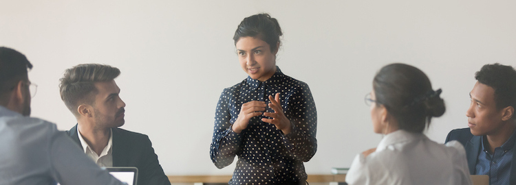 woman speaking to group