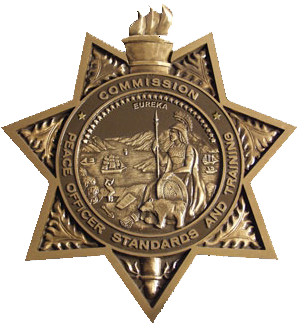law enforcement badge in a star shape, representing courses for law enforcement